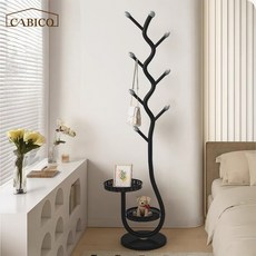 CABICO 철제 스탠드 튼튼한 옷걸이 모자걸이 가방걸이 행거, 블랙+진녹색, 2개