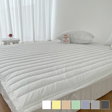 밍밍밍 시원한 여름 침대패드 미끌림없는 고정밴딩 시어서커 패드 국내생산, 마일드화이트