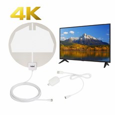 4K UHD 필름형 디지털 TV안테나 실내 케이블 5M 유리창 벽부착 USB증폭 지상파 공중파 수신기 캠핑 티비