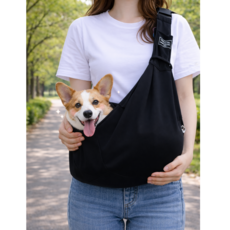 쿠비안 강아지 3세대 길이조절 포대기 슬링백 이동가방, 1개, 블랙