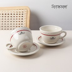 시라쿠스 쉐난고 카디날 커피잔세트 250ml, 2세트, 화이트&버건디라인