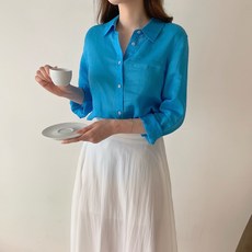 여성 린넨셔츠 100% 저마 여름 데일리 셔츠