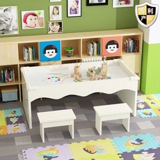 유아용 모래놀이 세트 모래놀이터 점토 장난감 테이블 어린이집 유치원 원목소재, 100L50W50H화이트(의자제외), 1개