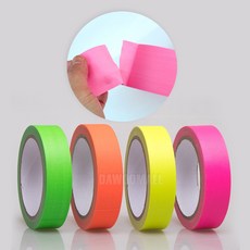 다우몰 형광색 면테이프 천테이프 무광 24mm X 10M 노랑 녹색 주황 분홍, 형광분홍색, 1개