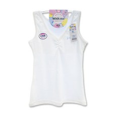 Oluna 女童寬版背心（皺折 長型 貼身 安全 舒適 白底印花 7228C）