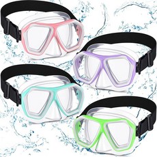 Fabbay 성인용 수영 고글 4개 코 커버 포함 스노클 다이빙 마스크 마스크 패브릭 스트랩 포함클래식 색상 467679, 선명한 색상 467679