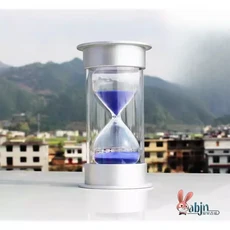 미니멀리스트 유리 모래시계 30분 타이머 장식품 우아한 디자인 현대적인 홈 데코 사무실 공부나 거실에 완벽한 스타일리시하고 기능적인 파란색, Blue, 19 30분 실버 블루