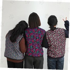 여성 꽃무늬 누빔조끼 겨울 방한 털안감 레트로 패턴 보온 베스트