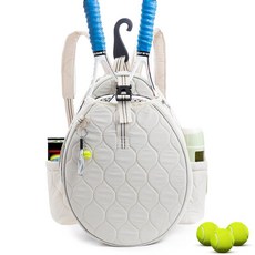 여성용 비게가리 퀼팅 테니스 가방 백팩 & 크로스바디 슬링 | 라켓 2개 또는 피클볼 패들 3개 보유 경량 배드민턴 가방 토트 스포츠, VIGEGARI 여성용 퀼트 테니스 백 - 테니스 백팩, 1개