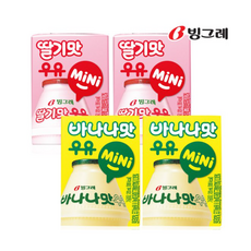 빙그레 우유미니120ml(바나나맛24+딸기맛24)/혼합무배, 120ml