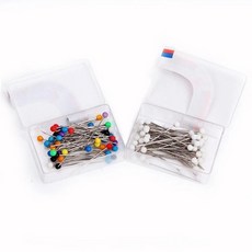 비드 포지셔닝 핀니들 큰 헤드 바늘 컬러 재봉 고정 수직 절단 패치워크 핀 50 개, 01 white