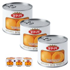 알쿠니아 황도 복숭아 통조림, 200g, 3입