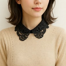 하네르 넥케이프 블라우스 페이크카라, 매트블랙, 1개