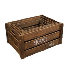 나무 상자 박스 소품 나무함 원목 인테리어 과일 바구니, 단일 상자 40x30x20 cm, 1개