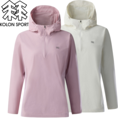 [백화점발송]코오롱스포츠 여성 긴팔 티셔츠 바람막이 후드 우븐 바스락 소재 간절기 상의