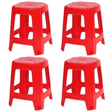 지오리빙 플라스틱 사각의자 4p 간이 야외 포장마차 편의점, 4개, 레드