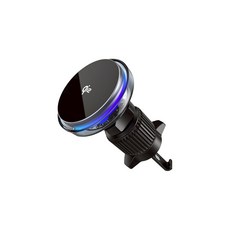 choetech Qi2磁吸無線車充 15W無線快充 360度旋轉 RGB燈效 車用手機支架, 黑色, T233-F