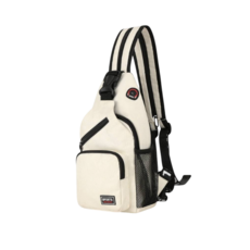 多功能運動胸包 兩用胸包 雙肩包 大容量 超輕量 單肩斜背運動機能包, 1個, 三用胸背包, 白色