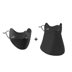 OHSUNNY防曬面罩防曬口罩女防紫外線透氣全臉露鼻護眼角顯瘦面罩, 暗夜黑+暗夜黑（護眼角面罩）, 1個