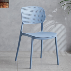 가정용 체어 컬러 포개지는 식당 스툴 인테리어 식탁 의자 플라스틱 카페 등받이, 라이트블루【펀칭 버전】, 1개