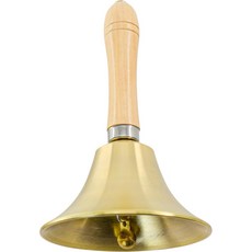 MrKura는 교회 호텔 학교 예배 결혼식을 위해 나무 손잡이가 달린 매우 시끄러운 고체 황동 핸드 콜 벨을 울립니다 L, Large