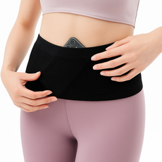 흔들림 없는 러닝벨트 4포켓 초경량 웨이스트백 360도수납 스마트폰 밴드 가방 조깅 마라톤 등산 호야호, 블랙, 1개