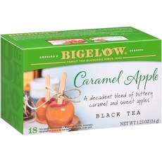 Bigelow Tea Perfectly Mint 홍차 카페인 티백 총 20개 262429, 18개(6팩), 캐러멜 애플 티, 33g