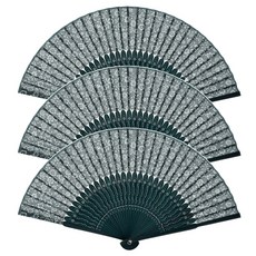 팔복상회 수공예 부채 (잔꽃_카키)3개입, 1세트