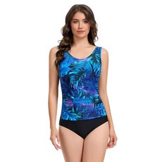BIMEI Women's One-Piece Mastectomy Swimsuit Pocketed Swimwear Tummy Control Swimdress Shaping Swim