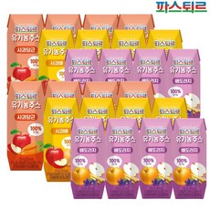 파스퇴르 유기농주스 125ml 3가지맛(배도라지8+사과당근8+사과배8) 총24팩
