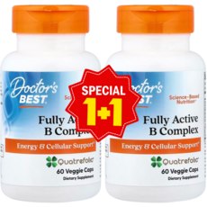1+1 닥터스베스트 완전 활성 B 복합체 베지 캡슐 60정 비타민B12 비오틴 판토텐산 함유 / 해외직구 미국정품, 2개