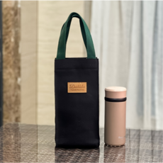 휴대용 텀블러 가방 미니멀 자석 잠금 머그컵 보온병 전용 캔버스 손잡이 가방, 1개, 블랙