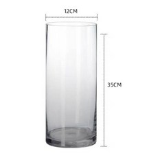40cm 玻璃花瓶 透明直筒落地圓缸，適用於富貴竹水培擺件，簡約家居裝飾大號, 口徑12cm高35cm