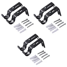 조절 가능한 커튼봉 브래킷 벽용 6팩 프리미엄 막대 홀더 드레이퍼 하드웨어 창문 지지 행거블랙-6팩