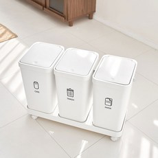 모노플랫 3단 가정용 분리수거함 재활용 쓰레기통, 본품+스티커, 1개