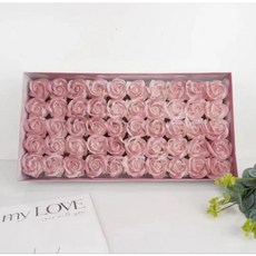 情人節禮物首選：桃園熱銷三層仿真香皂玫瑰花束，浪漫香氛，持久保存, 1個, 碎冰櫻花粉玫瑰一盒50朵 送花桿, 碎冰櫻花粉玫瑰一盒50朵 送花桿