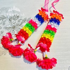 皇家佛具 泰國花花圈 泰國花環 串花 四面佛還願 紅花黃花吊花擺設 泰國宗教用品, 紅漸層
