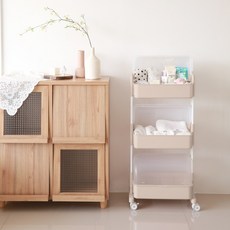 뉴코코맘 트롤리 기저귀정리함 아기트롤리 기저귀보관함 이동식트롤리, 1세트, 베이지
