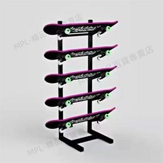 滑板架貨架展示架掛牆置物架落地收納架通用滑雪板陳列架滑板收納, 白色,7層 25*25*119CM, 1個