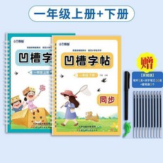 博誉 凹槽練字帖 一二三四五六年級上下冊同步, 一年級下冊,2本上下冊同步課本 帶拼音送消字筆