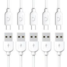 프라임큐 USB C타입 고속 충전 케이블, 1m, 화이트, 5개