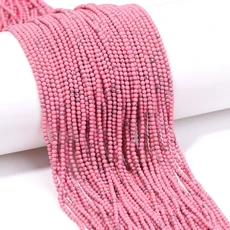 2mm 신말라카이트 스톤 비즈 라운드 DIY 목걸이 팔찌 보석 제작 액세서리 도매 1줄, 01 2mm about 165 175pcs, 03 Syn pink Turquoise