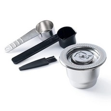 스테인리스 스틸 N 에스프레소 재사용 가능한 포드 네스카페 오리지널 브루어용 금속 리필 가능한 에스프레소 커피 필터 포드 탬퍼 포함 캡슐 2개, 1 Pod