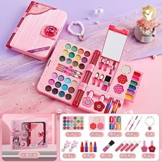 兒童化妝品小女孩禮物套裝，女童公主彩妝盒全套禮盒，安全無毒配方，激發想像力與創造力, 1個, [夢幻筆記本美妝盒20件]