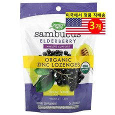 Natures Way 네이처스 웨이 엘더베리 아연 허브 보충제 비타민 C 함유 레몬 사탕정제, 3개, 24정