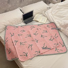 XYJ 姨媽墊 生理期防漏床墊 女生月經期專用防水可機洗, 粉綠蝴蝶結,50*70cm