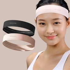오르카라인 논슬립 스포츠 헤어밴드, 2개, 블랙 + 핑크