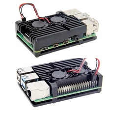 樹莓派Pi4B鋁合金外殼 雙風扇散熱冷卻 Raspberry Pi4B保護殼, 1個
