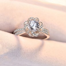 FANSYLI 큐빅 반지 여성 꽃 반지 사이즈 조절 반지 프러포즈 반지 기념일 선물 W2406J02