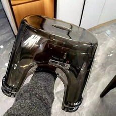 加厚防滑摺疊小凳, 透明水晶灰色 1個裝 凳高22cm